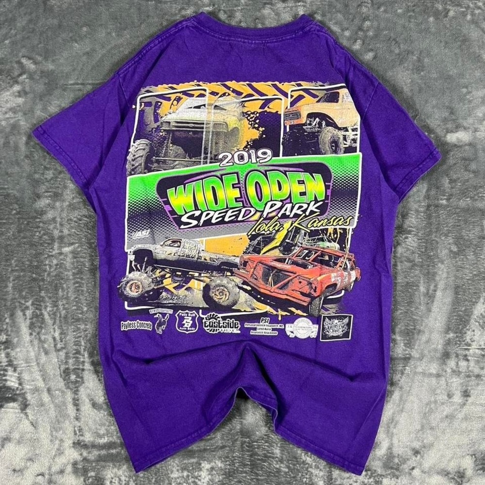 2019 Wide Open Speed Park Purple Racing Graphic T-Shirt - size small
